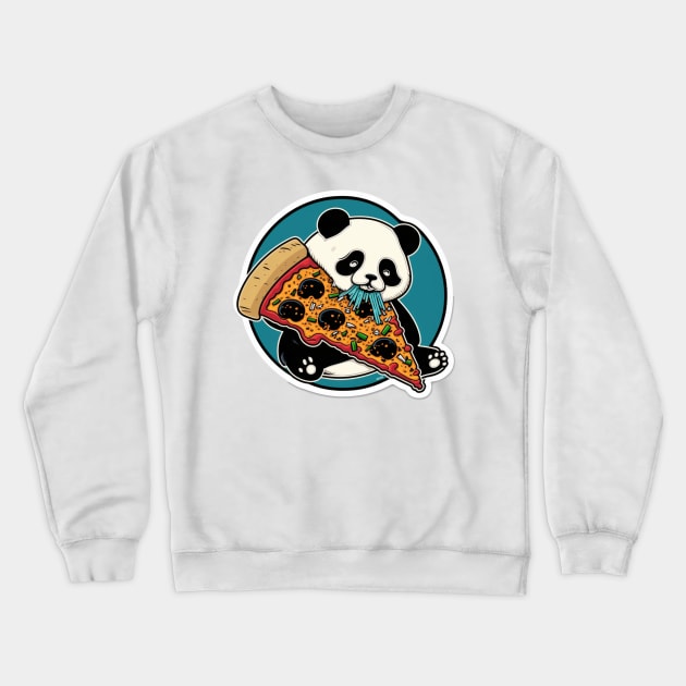 Cute Lovely Panda Eats Pizza Crewneck Sweatshirt by kiddo200